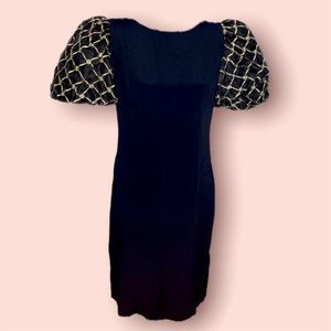 Vintage 80s Balloon Puff Sleeve Party Dress